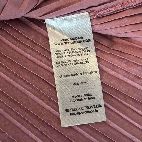 Vero Moda Pink Accordion Pleated A Line Top XS - Picture 6 of 9